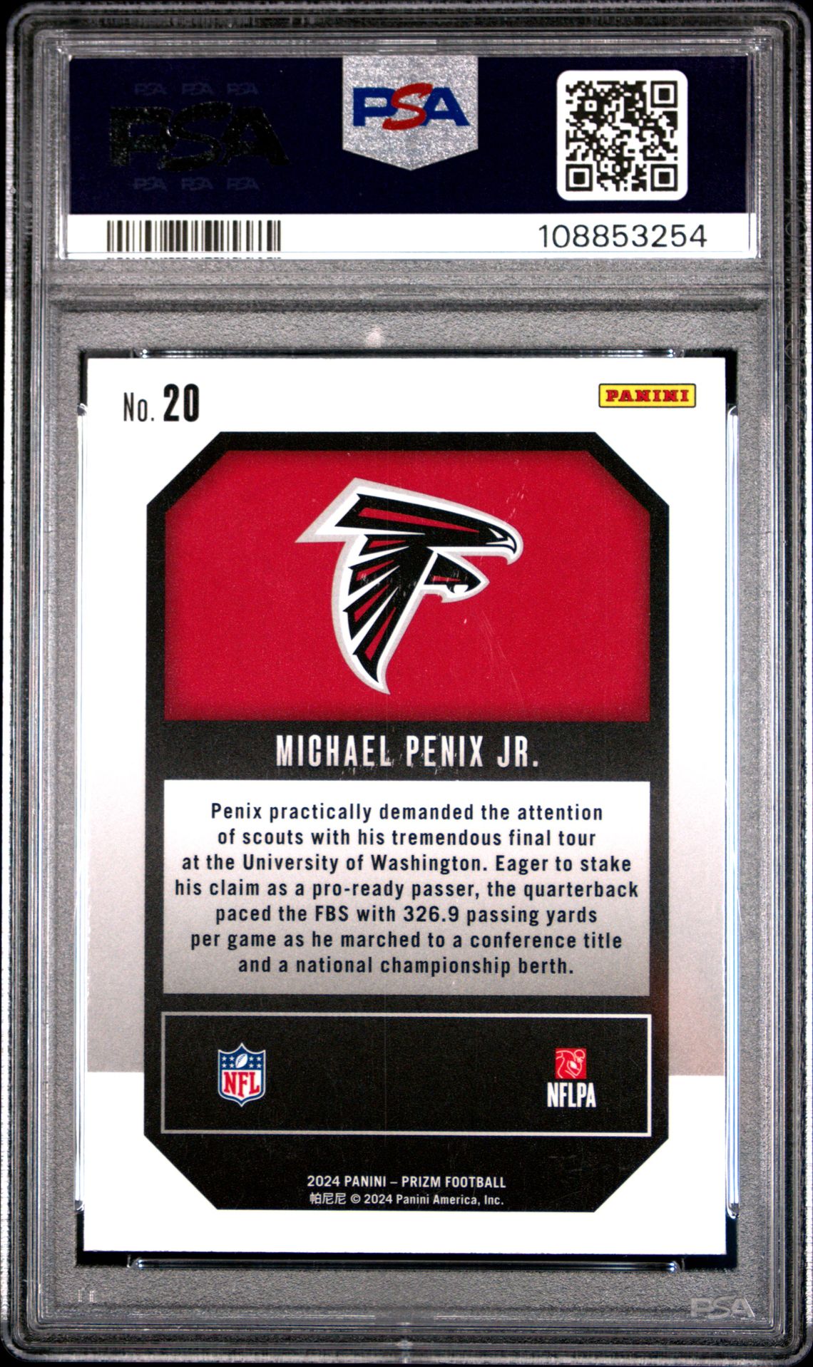 2024 Panini Prizm Emergent Michael Penix Jr. #20 Mint 9 back