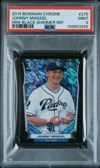 2014 Bowman Chrome Mini Johnny Manziel #275 (Mini-Black Shimmer Ref.) Mint 9 front