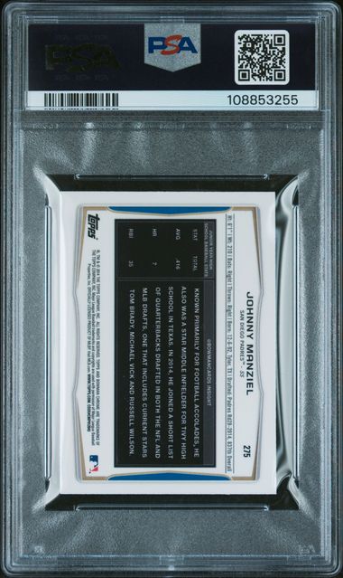 2014 Bowman Chrome Mini Johnny Manziel #275 (Mini-Black Shimmer Ref.) Mint 9 back