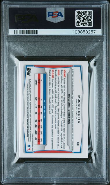 2014 Bowman Chrome Mini Mookie Betts #138 (Mini) Mint 9 back