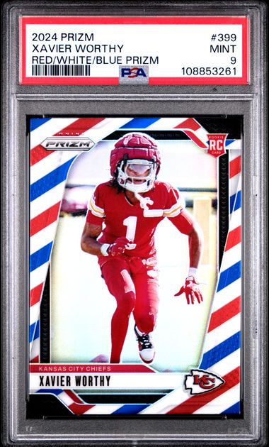 2024 Panini Prizm Xavier Worthy #399 (Red/White/Blue Prizm) Mint 9 front