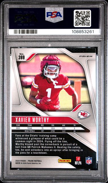 2024 Panini Prizm Xavier Worthy #399 (Red/White/Blue Prizm) Mint 9 back