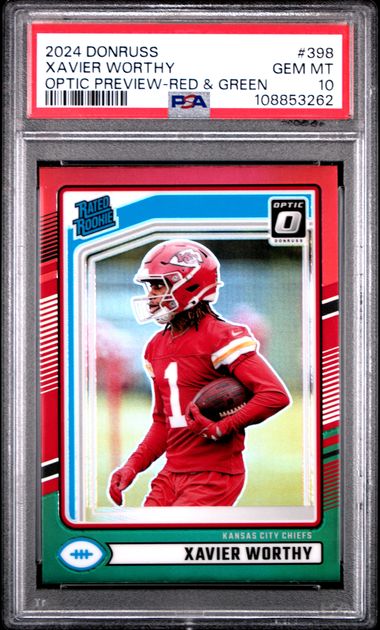 2024 Panini Donruss Xavier Worthy #398 (Optic Preview-Red & Green) Gem Mt 10 front