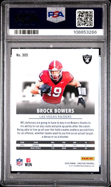2024 Panini Prestige Brock Bowers #305 Mint 9 back