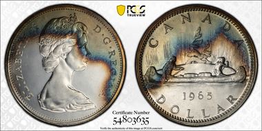 1965 S$1 Type 1 Sm Beads, Pt 5 Ag PL66