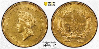 1854 G$1 Type 2 AU58