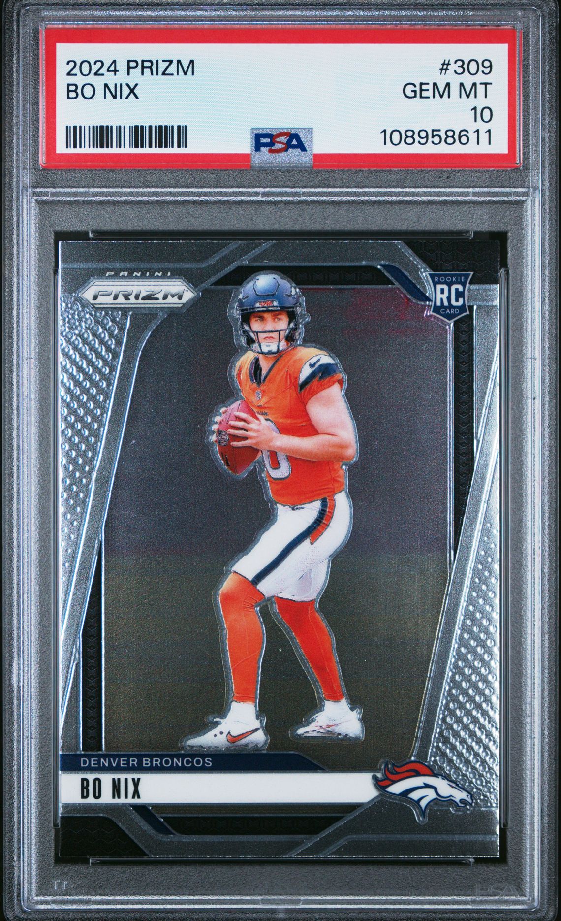 2024 Panini Prizm Bo Nix #309 Gem Mt 10 front