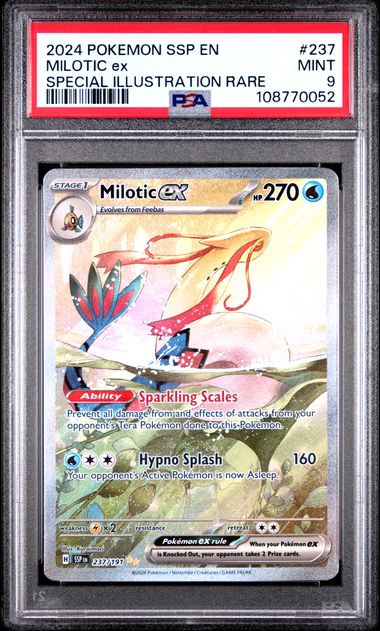 2024 POKEMON SSP EN-SURGING SPARKS #237 MILOTIC ex SPECIAL ILLUSTRATION RARE (PSA 9) (PSA 9) – 108770052