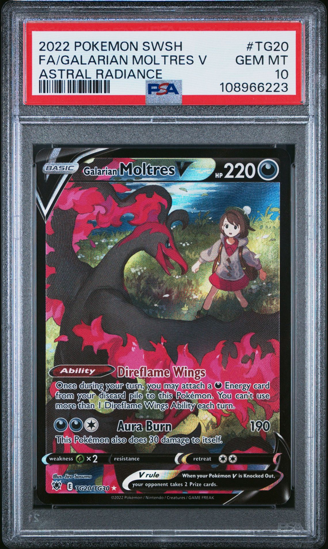 2022 Pokemon Sword & Shield Astral Radiance Fa/Galarian Moltres V #Tg20 (Astral Radiance) Gem Mt 10 front