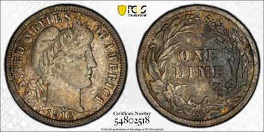 1916-S 10C Barber N1