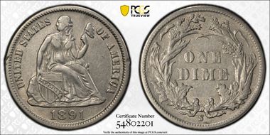 1891-S/S 10C RPM FS-501, F-105 AU50