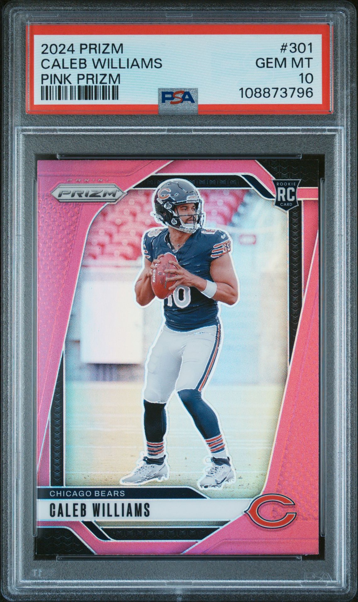 2024 Panini Prizm Caleb Williams #301 (Pink Prizm) Gem Mt 10 front