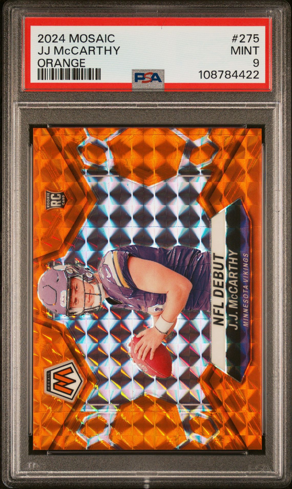 2024 Panini Mosaic Jj Mccarthy #275 (Orange) Mint 9 front