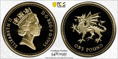 1995 £1 S-J10 Welsh Design PR70DCAM