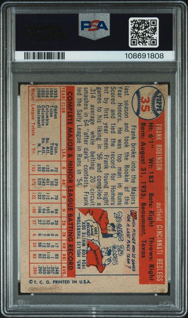 1957 Topps Frank Robinson #35 Vg-Ex 4 back