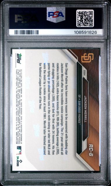 2024 Topps Now Mlb Rookie Cup Team Set Jackson Merrill #Rc6 (Rookie Cup Team Set-Pearl) Gem Mt 10 back