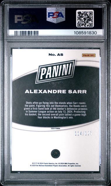 2024 Panini Black Friday College And Prospects Alexandre Sarr #As (Red) Mint 9 back