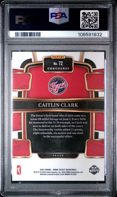 2024 Panini Select Wnba Caitlin Clark #72 Mint 9 back