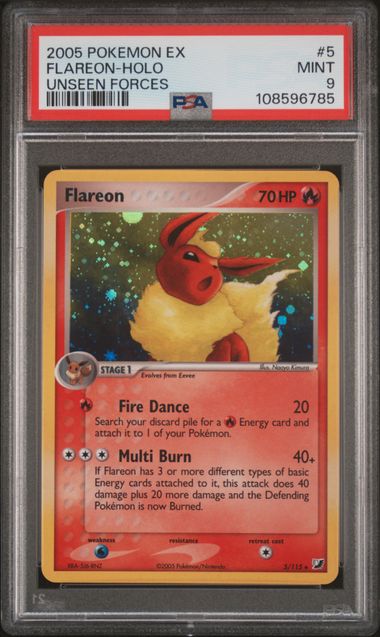 2005 Pokemon POKEMON EX UNSEEN FORCES UNSEEN FORCES #5 Flareon-Holo front
