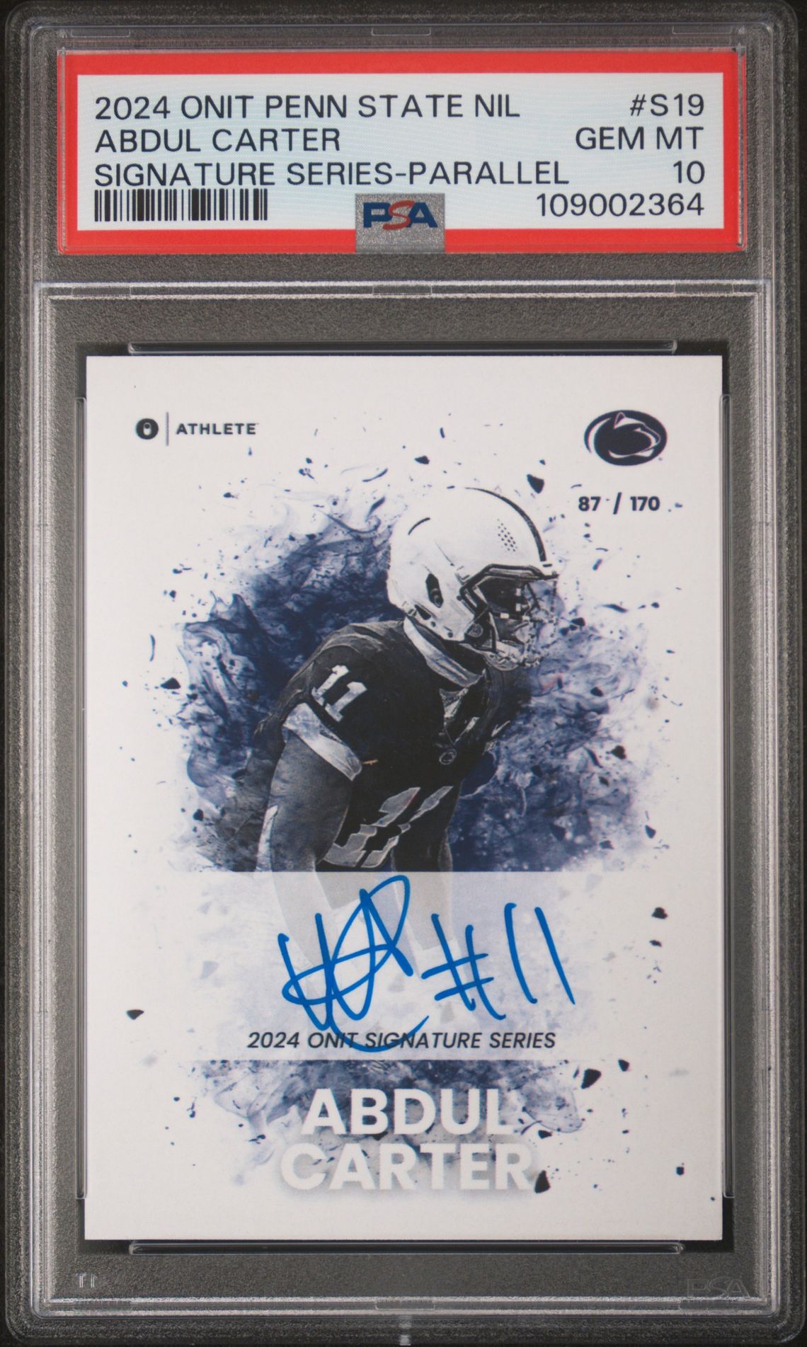 2024 ONIT PENN STATE NIL SIGNATURE SERIES PARALLEL #S19 Abdul Carter front
