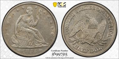 1855-S 50C Arrows XF45