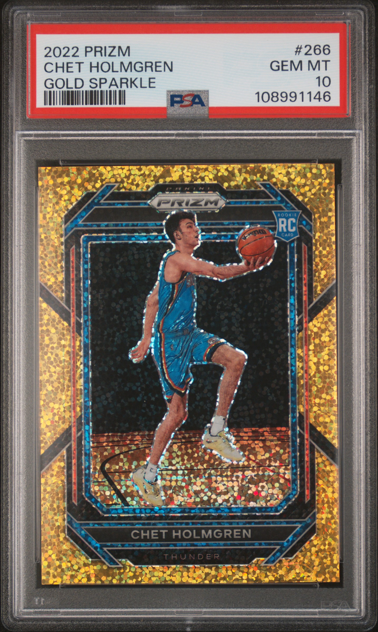 2022 Panini Prizm Chet Holmgren #266 (Gold Sparkle) Gem Mt 10 front