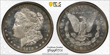 1878 7TF $1 VAM 81, Polished Ear MS63PL