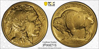2008-W $25 Burnished Am. Buffalo First Strike .9999 Fine Gold SP70