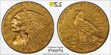1914 $2.50 AU55