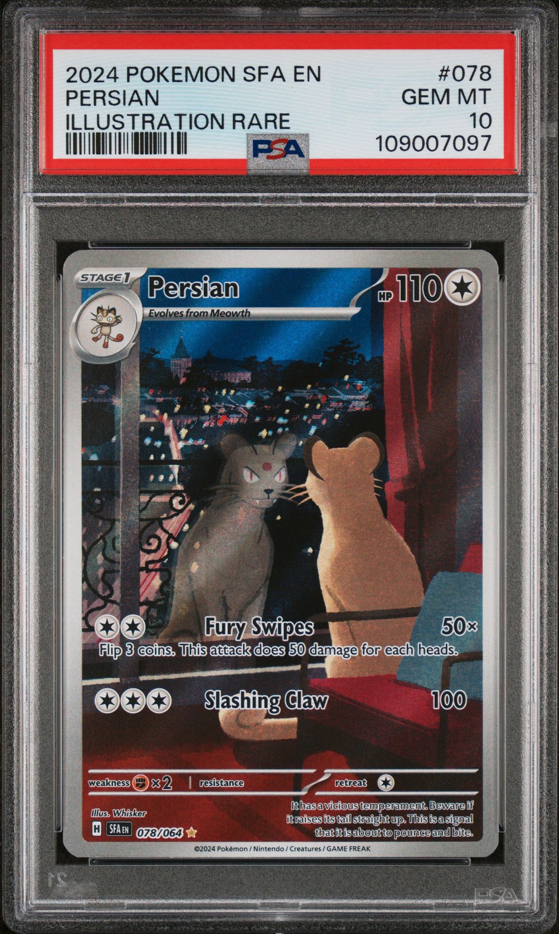2024 Pokemon Sfa En-Shrouded Fable Persian #078 (Illustration Rare) Gem Mt 10 front