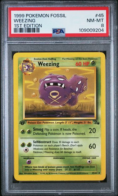 1999 Pokemon Fossil 1st Edition #45 Weezing front