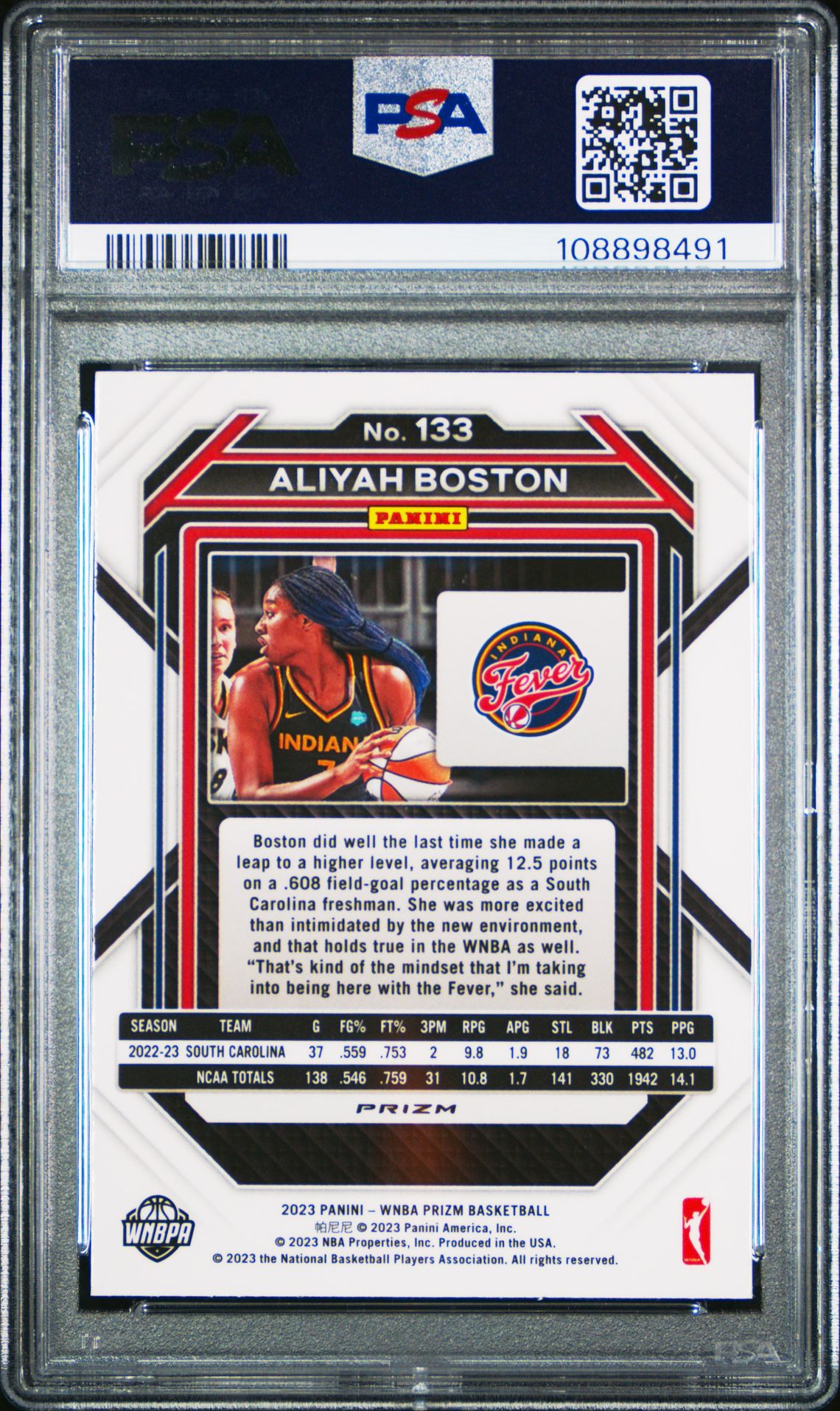 2023 Panini Prizm Wnba Aliyah Boston #133 (Ruby Wave) Gem Mt 10 back