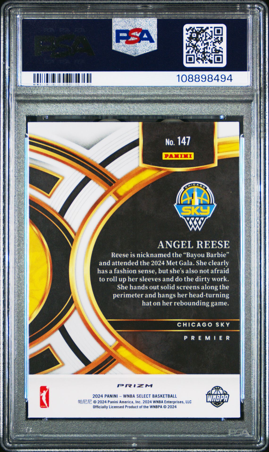 2024 Panini Select Wnba Angel Reese #147 (Red Ice) Gem Mt 10 back