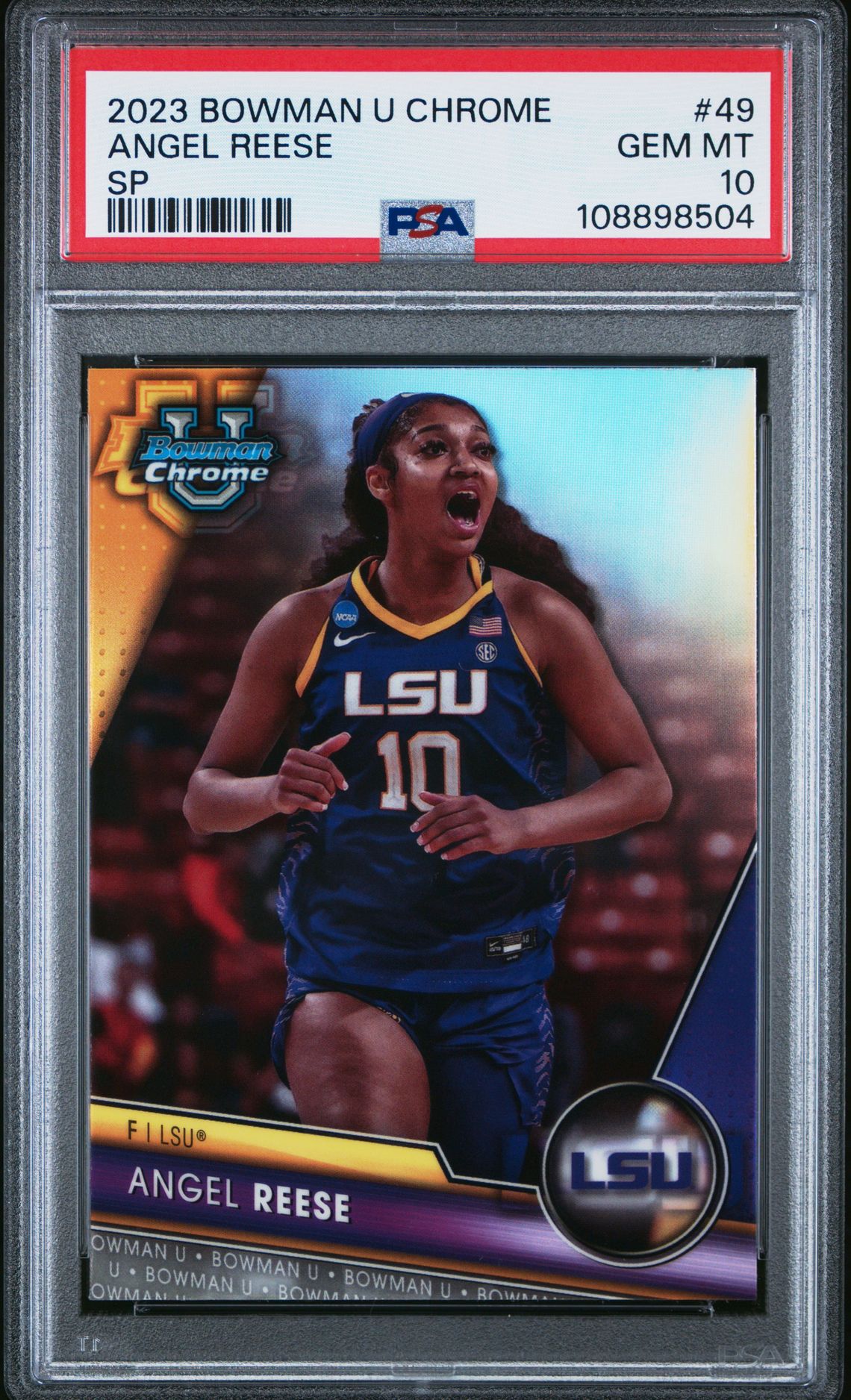 2023 Bowman University Chrome Angel Reese #49 (Sp) Gem Mt 10 front