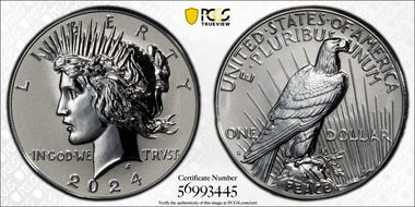 2024-S $1 Peace Dollar Rev PR Two-Coin Reverse Proof Set PR70