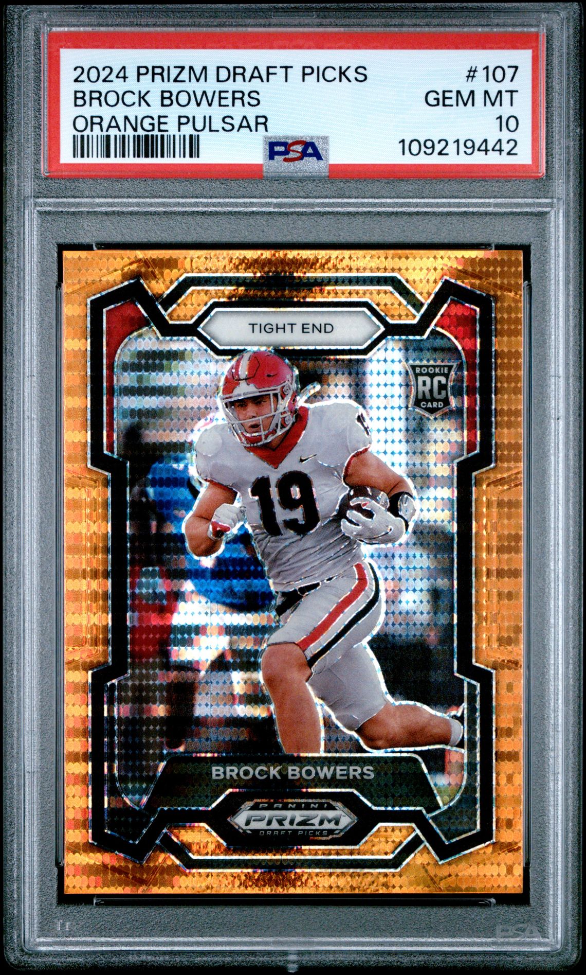 2024 Panini PANINI PRIZM DRAFT PICKS ORANGE PULSAR #107 Brock Bowers front