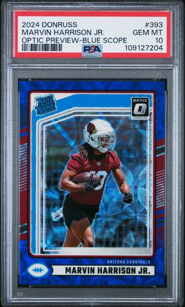 2024 Panini Donruss Marvin Harrison Jr. #393 (Optic Preview-Blue Scope) Gem Mt 10 front