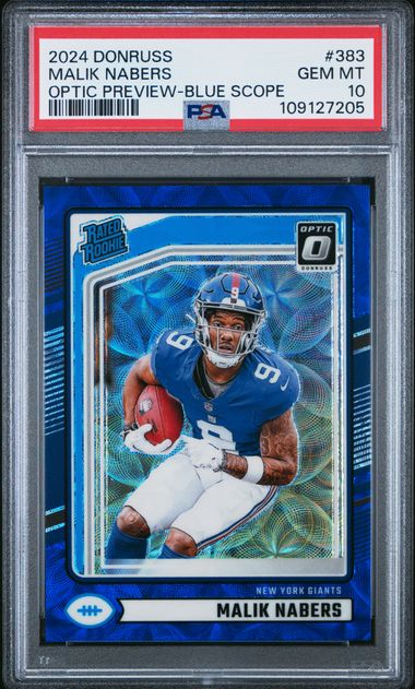 2024 Panini Donruss Malik Nabers #383 (Optic Preview-Blue Scope) Gem Mt 10 front