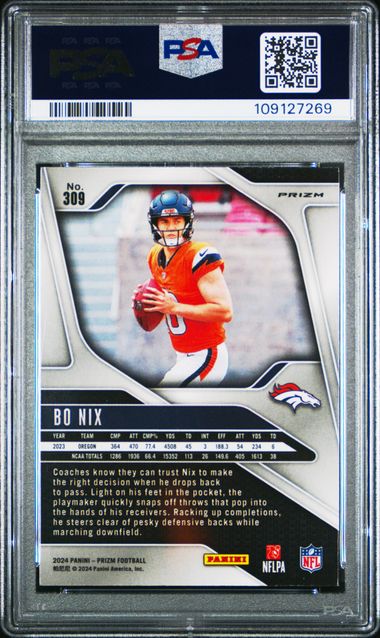 2024 Panini Prizm Bo Nix #309 (Disco Prizm) Mint 9 back