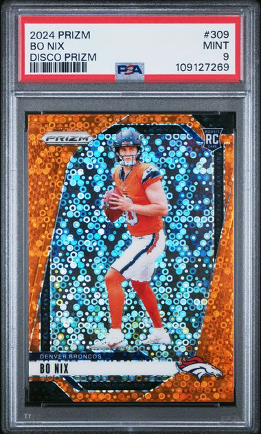 2024 Panini Prizm Bo Nix #309 (Disco Prizm) Mint 9 front