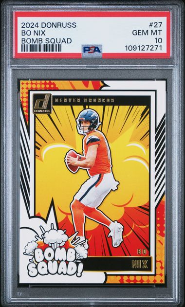 2024 Panini Donruss Bomb Squad Bo Nix #27 Gem Mt 10 front