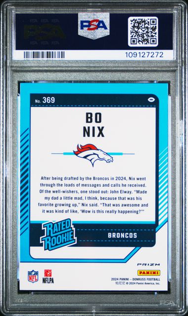 2024 Panini Donruss Bo Nix #369 (Optic Preview-Pink) Gem Mt 10 back
