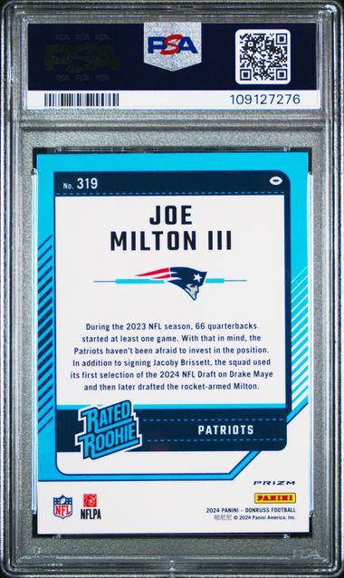 2024 Panini Donruss Joe Milton Iii #319 (Optic Preview-Pink) Mint 9 back