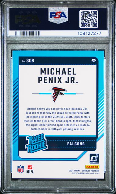 2024 Panini Donruss Michael Penix Jr. #308 (Press Proof Green) Mint 9 back