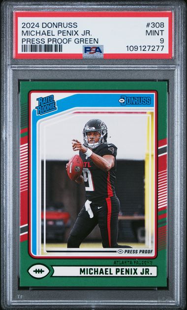 2024 Panini Donruss Michael Penix Jr. #308 (Press Proof Green) Mint 9 front
