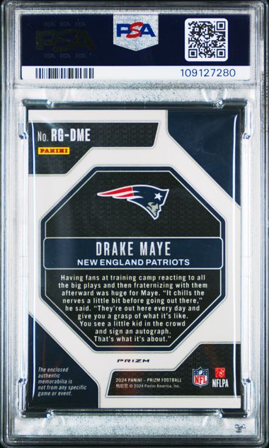 2024 Panini Prizm Rookie Gear Drake Maye #Rgdme Gem Mt 10 back