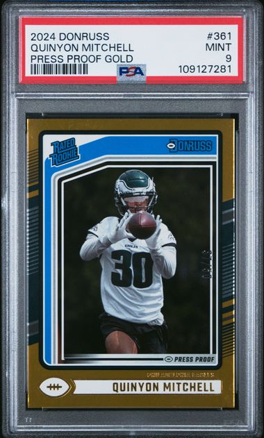 2024 Panini Donruss Quinyon Mitchell #361 (Press Proof Gold) Mint 9 front