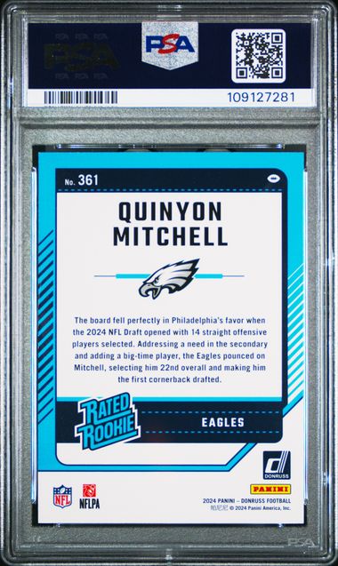 2024 Panini Donruss Quinyon Mitchell #361 (Press Proof Gold) Mint 9 back