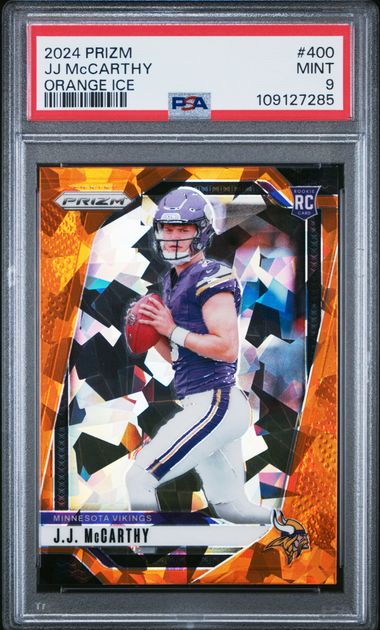 2024 Panini Prizm Jj Mccarthy #400 (Orange Ice) Mint 9 front