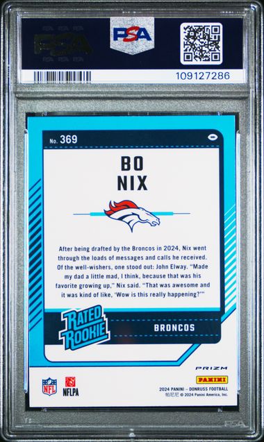 2024 Panini Donruss Bo Nix #369 (Optic Preview-Red Pandora) Gem Mt 10 back